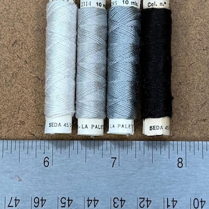 Vintage La Paleta Silk Thread- Set of 4, 10m each- Cool Neutrals, Black