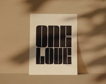 One Love Digital Download / Digital Print / Printable Wall Art / Wall Art