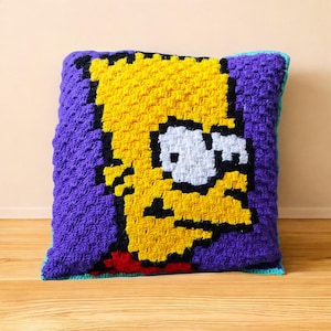 Bart Simpson C2C Crochet Pillow Pattern PDF | Corner to Corner Blanket Chart | Crochet Cushion Pattern | Instant Download | English & French