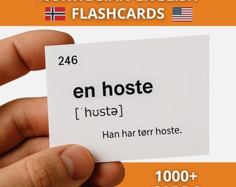 Norwegian – English Flashcards – 1024 Words A1–A2 | Learn Norwegian Vocabulary Cards