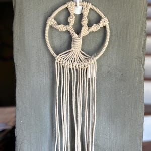 Pequeño árbol de la vida de macramé para colgar en la pared