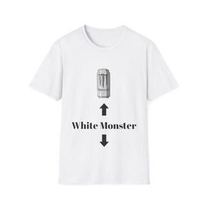 White Monster Shirt, Energy Drink Graphic Tee, Gym Rat Monster Energy T-Shirt, Edgy Gamer Streetwear Shirt, Y2K Energy Drink Aesthetic Tee