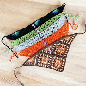 Handmade Boho Crochet Bandana – %100 Cotton - Summer Festival Style - Hair Accessories - Crochet Bandana for Women - Granny Square Bandana