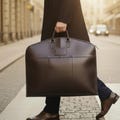 Personalized Full-Grain Leather Garment Bag, Handmade Travel Suit Carrier product logo