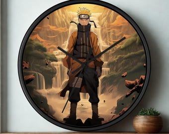 Black Naruto Clock: Wooden Anime Wall Art - Unique Manga Home Decor