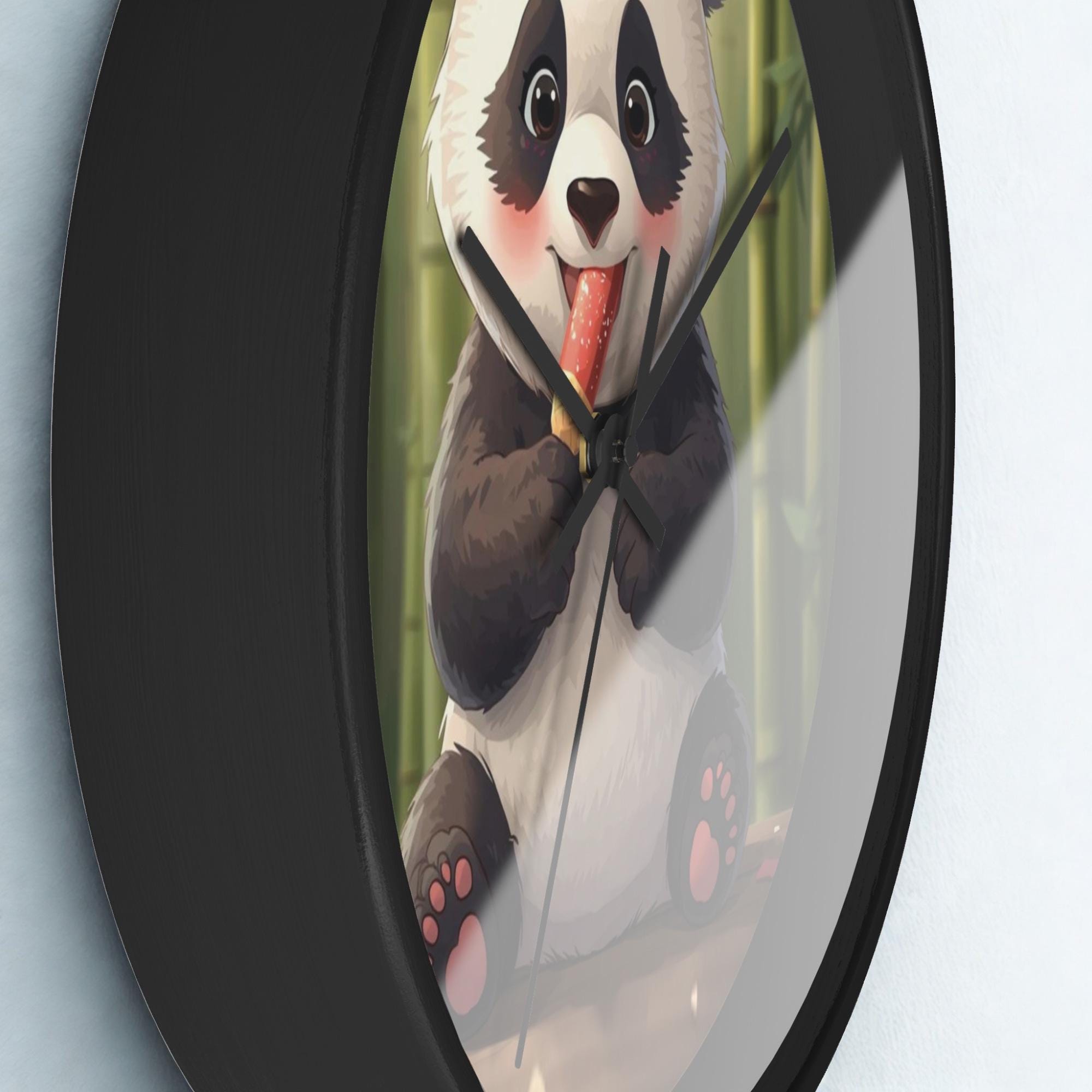 Cute Panda Wall Clock: Happy Aminal Art for Kids Room - Wooden Nursery ...