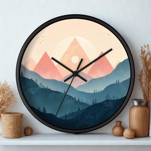 Abstract Nature Clock: Post Modern Landscape Wooden Wall Art - Surreal Home Decor
