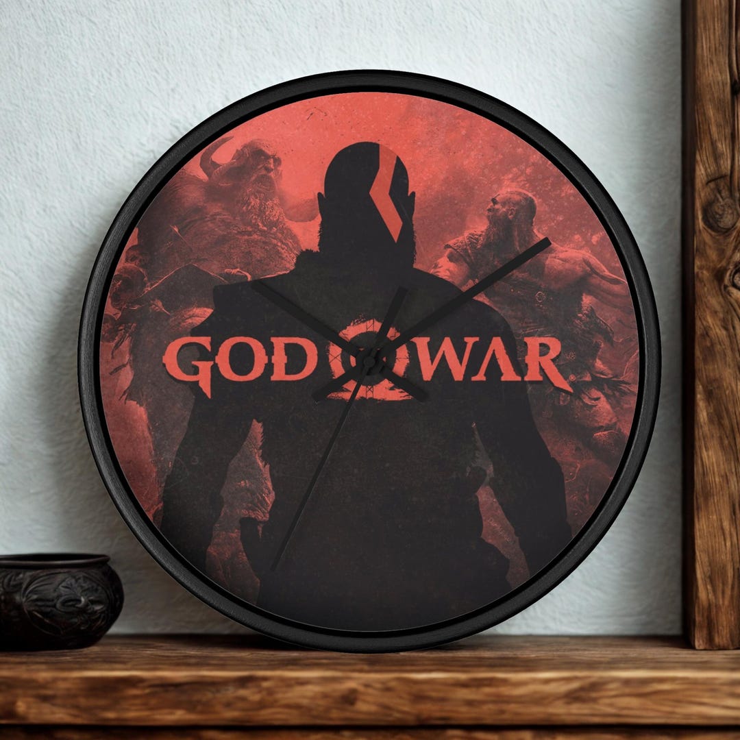 Clock God God of War Wall Clock: Red Kratos Wall Decor - Black Wooden Design - Etsy