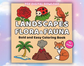 Relaxing Nature Coloring Book | Landscapes, Flora and Fauna: Animal, Printable Pages (Digital Download)