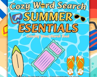 Summer Word Search Coloring Book: 45 Printable Puzzles (PDF Digital Download!)