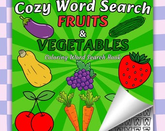 Fruits & Veggies Word Search Coloring Book: Fun Puzzle Activity (Digital Download)