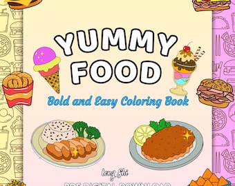 Yummy Food Coloring Book: 50 Fun Printable Pages (PDF Digital Download)