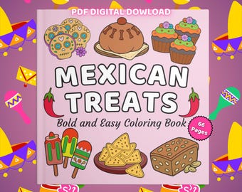 Mexican Food Coloring Book: 66 Bold Designs (Digital Download)