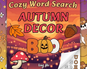 Autumn Word Search Coloring Book: Cozy Fall Decor (PDF Digital Download)