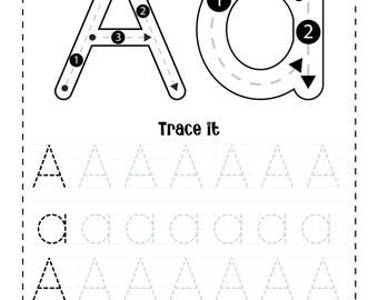 Alphabet Ablaufverfolgung Arbeitsblätter Kindergarten Pre-K Vorschule ABC Ablaufbuch druckbares Alphabet Aktivitätsbuch Buchstaben Handschrift Praxis