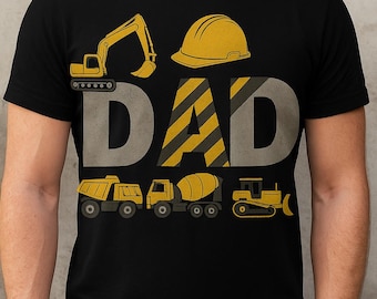 Construction Crew PNG, Bulldozer Excavator Tee, Family Outfit, Construction Birthday png, Truck Lover Gift, Dad Mama Baby Matching