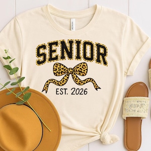 Senior 2026 Png, Leopard Class of 2026 Shirt Design, Coquette Senior Sublimation, Retro Cheetah Senior Bow Png, Glitter Senior Png