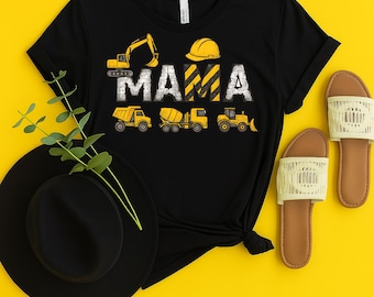 Construction Crew PNG, Bulldozer Excavator Tee, Family Outfit, Construction Birthday png, Truck Lover Gift, Mama Dad Baby Matching