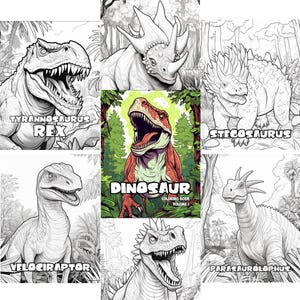 Meilleures ventes de coloriages de dinosaures pour adultes et enfants, imprimables au format numérique, téléchargement immédiat au format PDF