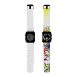 Floral Apple Watch Band, Vibrant Watch Strap, Colorful Jewelry for Her, Gift for Nature Lovers, Stylish Accessory
