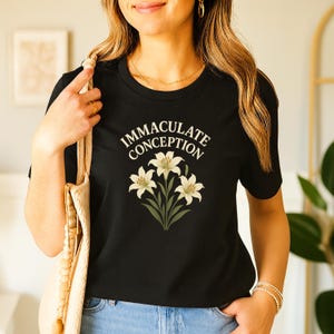 Marian Catholic Shirt For Women, Immaculate Conception Catholic Floral T-Shirt, Catholic Marian Gift For Women, Catholic Teacher Gift