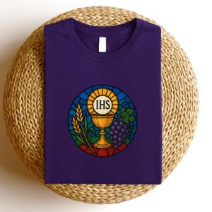 Eucharist T-Shirt: Stained Glass Holy Communion Catholic Gift, Shirt For Sunday Mass