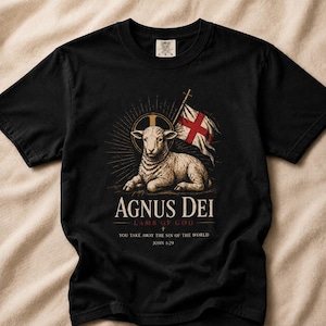 Agnus Dei Lamb of God Shirt | John 1:29 Bible Verse | Catholic Jesus Lamb Graphic Tee | Traditional Latin Mass T Shirt