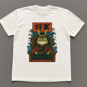 Samurai Frog T-Shirt: Japanese Art, Grumpy Frog Tee