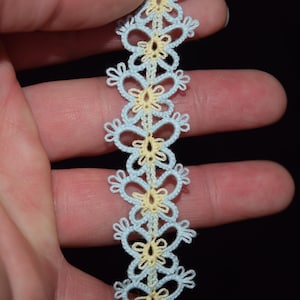 tatted butterfly bookmark//blue//yellow//lace