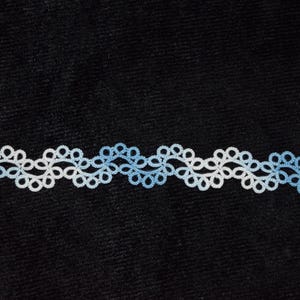 tatted lace bookmark//blue//white//variegated//tatting//shuttle
