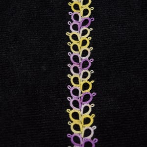 tatted bookmark//yellow and purple//variegated//lace bookmark