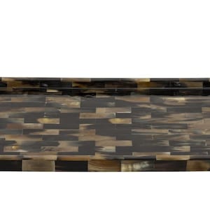Luxury Horn Inlay Rectangle serving tray with metals handles