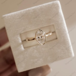 Bezel Set Oval Moissanite Engagement Ring, 14K Gold Wedding Ring, Oval Diamond Ring, Oval Solitaire Ring, Promise Anniversary Ring For Women