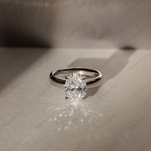 3 CT Oval Cut Moissanite Engagement Ring, Oval Diamond, Oval Solitaire Ring, Wide Band, 14K Gold Wedding Ring, Hidden Halo Ring Promise Ring