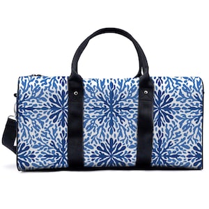 Coastal Coral-plunjezak – polyester nautische weekendreistas, nachtelijke reistas, handbagage, strandgymnastiek dansziekenhuis zwangerschapstas