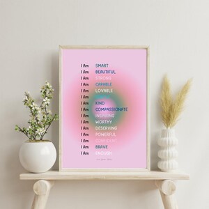 Self Love Affirmations Print: Pastel Pink I Am Statements (Digital Download)