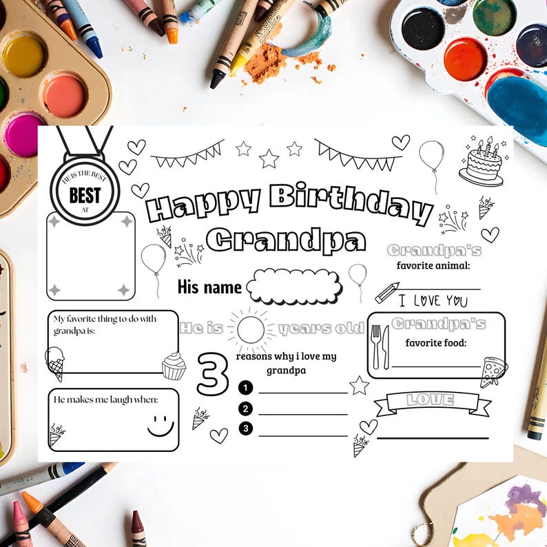 Happy Birthday Grandpa Coloring Page – Printable Birthday Activity ...