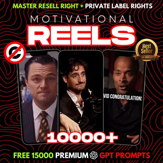 10,000+ Motivational Reels Video Bundle| Viral Videos Instagram, TikTok, YouTube Shorts | Business, Success & Inspiration | MRR/PLR Included
