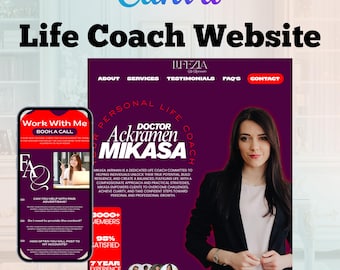 Life Coaching Website Template | Canva Website Template | Editable Coaching Website | No Code Website Design