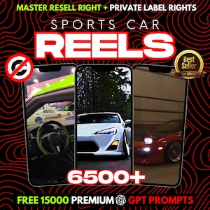 6500+ Sports Car Reels Bundle | Viral Faceless Car Content for Instagram, TikTok, YouTube Shorts | MRR/PLR Included