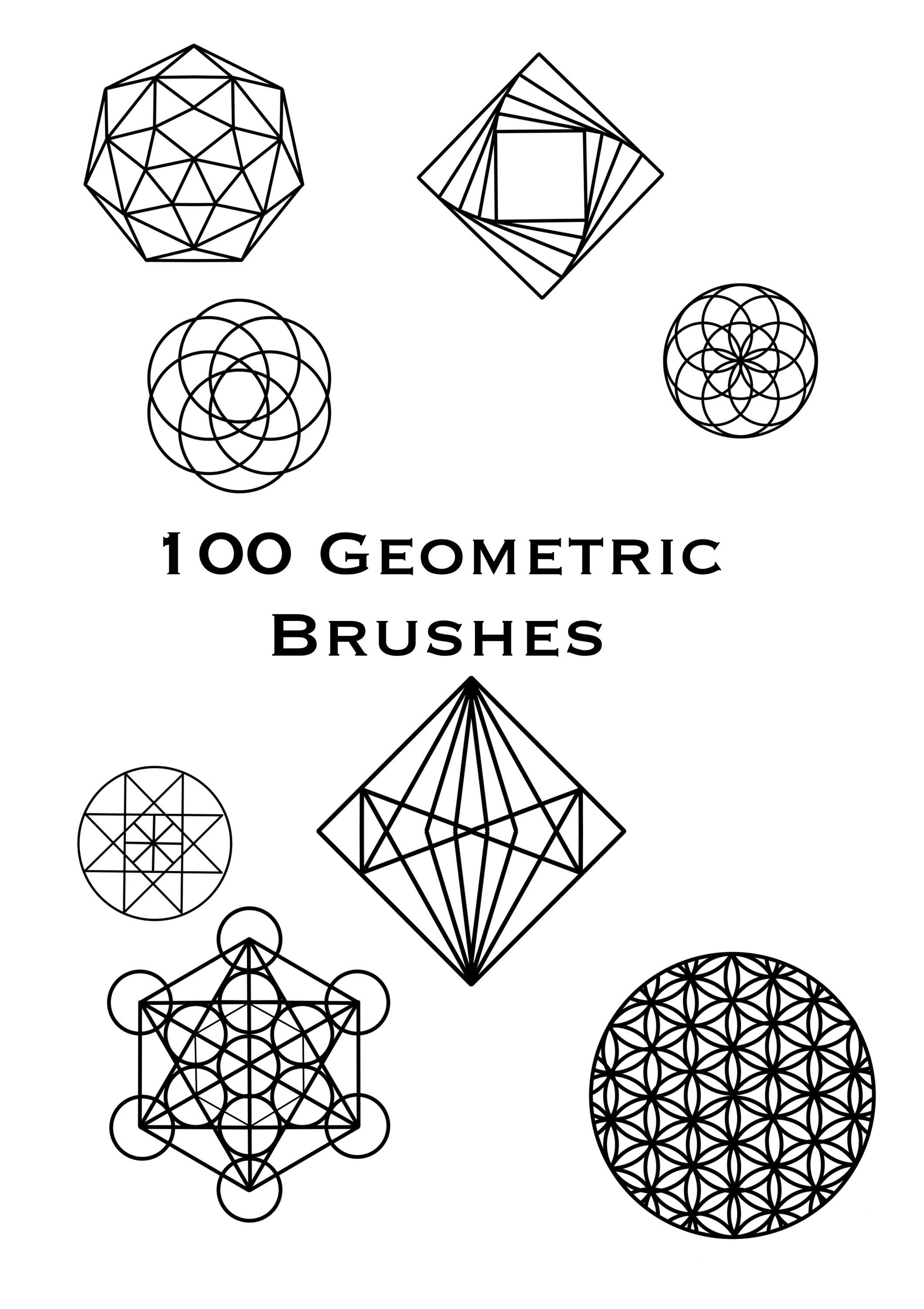 Pinceles sello de formas geométricas para Procreate – 100 elementos de diseño de precisión