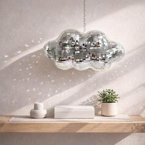 Disco Ball Cloud | Hanging Mirror Mosaic | Sparkle Wall Art | Retro Party Decor | Personlisation option
