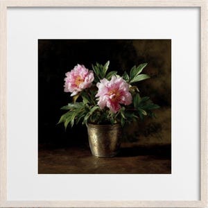 Pink Peony Still Life Wall Art Printable | Vintage Botanical Flower Arrangement Digital Download | Elegant Floral Poster for Home Decor