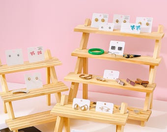 Rustic Wood Jewelry Display Stand: Tiered Earring Organizer