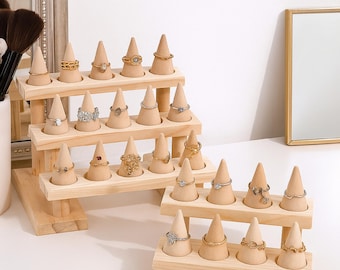Wooden Cone Ring Display Stand: Jewelry Organizer