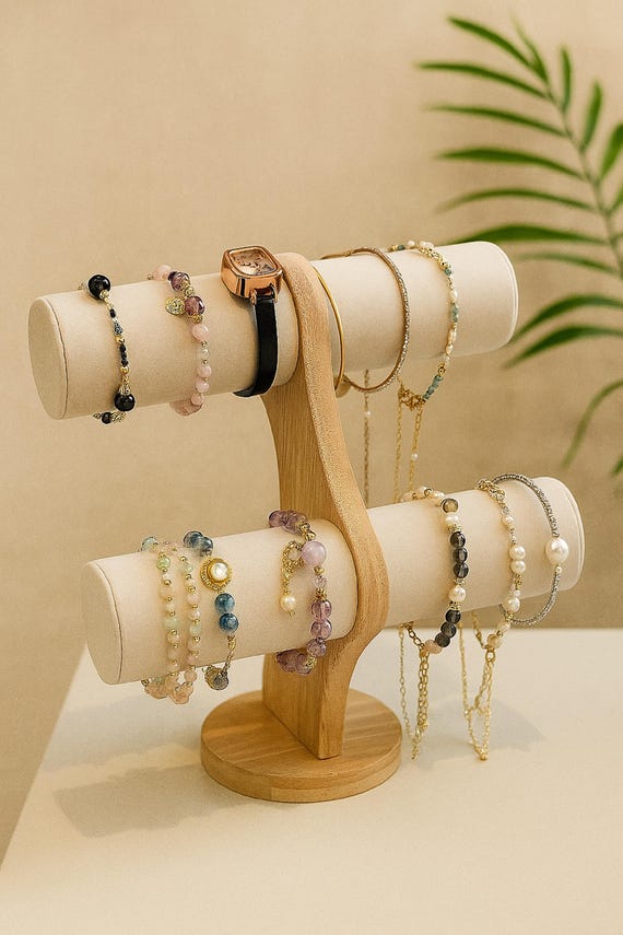 Holzarmband-Halter-Stand: Multi-Tier-Schmuck-Display