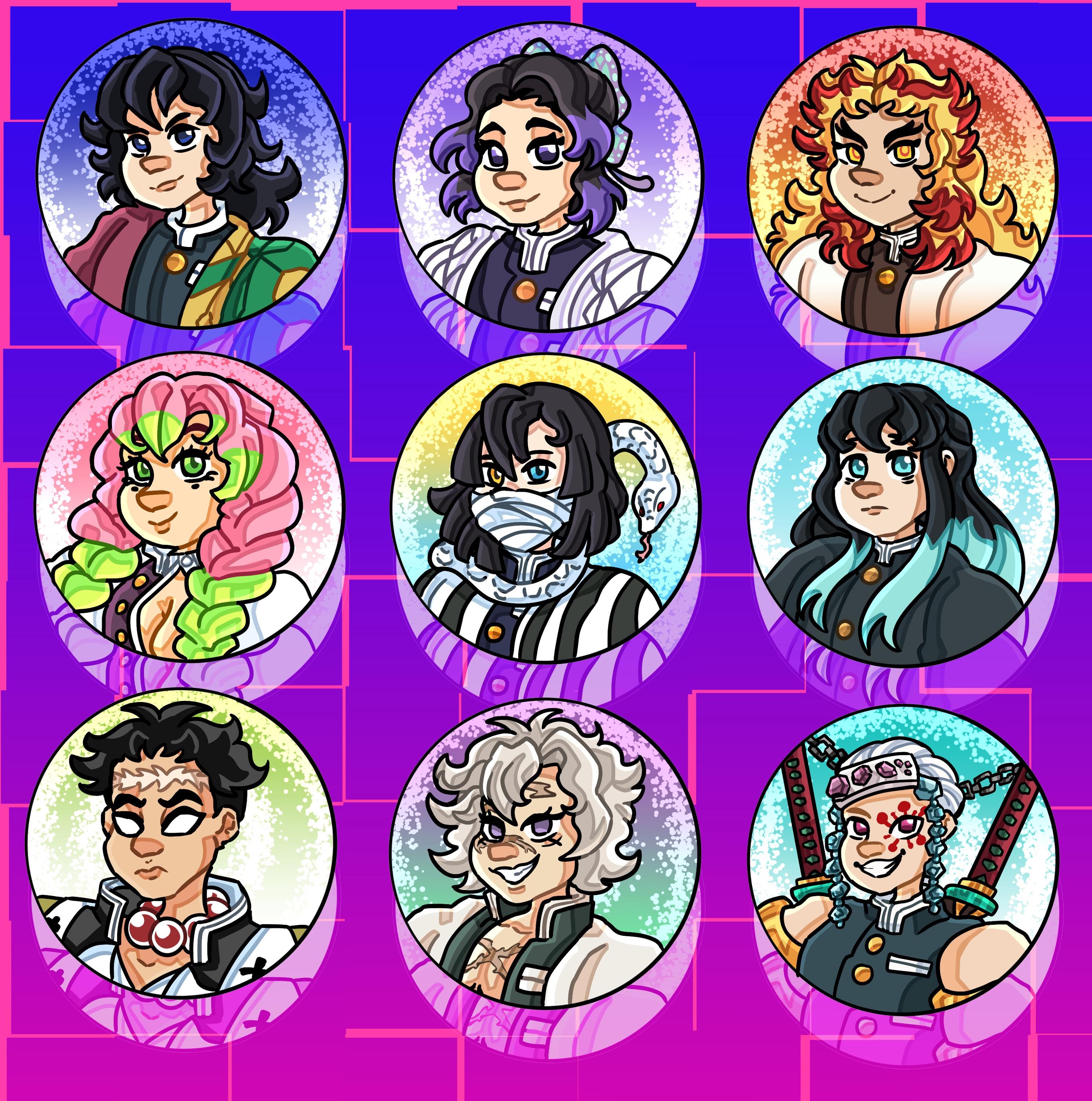Hashira Buttons Hashira Demon Slayer-inspired Pin-back Buttons - Etsy