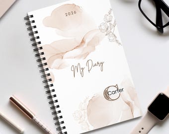 Blush Watercolor Floral My Diary Spiral Journal | 2026 Planner