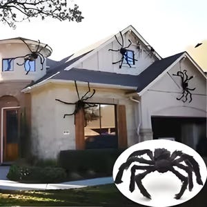 Decorazione di Halloween con ragno nero gigante da 200 cm, decorazione per feste in casa stregata, decorazioni di Halloween