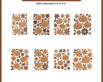 Pumpkin Floral Embroidery Design, Fall Pumpkin Embroidery File, Autumn Flower Machine Embroidery Pattern, Thanksgiving Digital Download